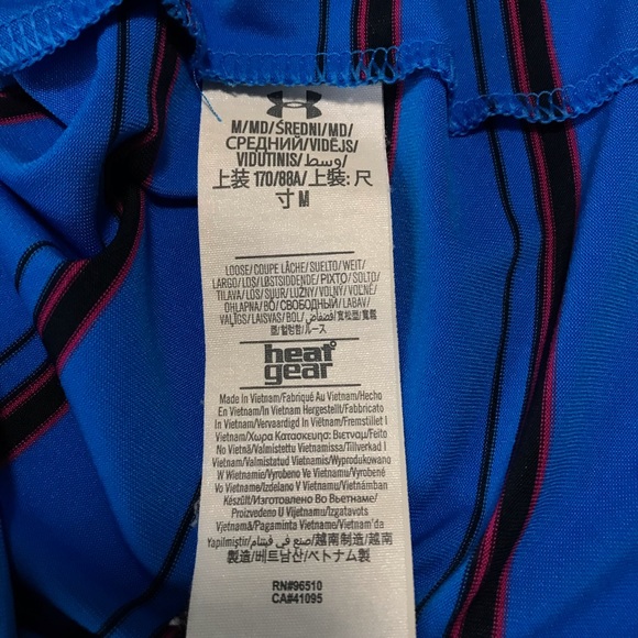 Under Armor ColdBlack Men’s Polo Shirt, Size M, Colour Blue W/ Stripes. - Picture 9 of 10